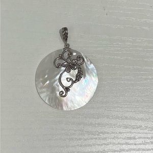 Mother of Pearl Sterling Silver Pendant Slide/Pendant  925 NO CHAIN